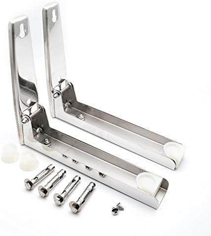 2PCS Kitchen Microwave Oven Bracket Sturdy Foldable Stretch Stainless Steel Wall Mount Rack