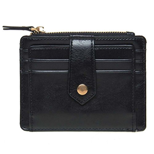 Color Scissor Women's Wallet Slim Credit Card Case with ID Window and Zipper Card Holder Purse Black