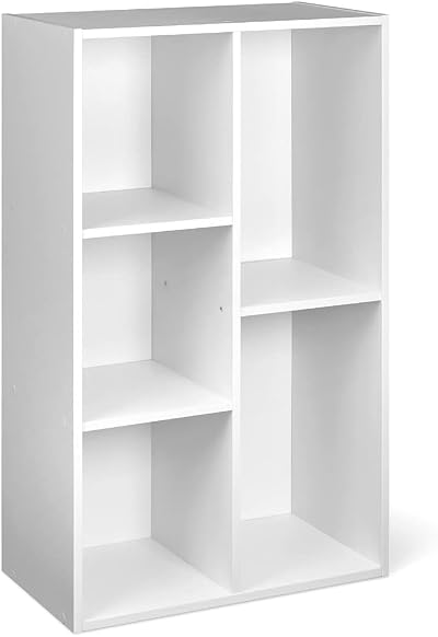 Amazon Basics Bookcase with 5 Compartments White 50 x 24 x 80 cm