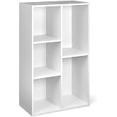 Amazon Basics 5 Cube Storage Organizer Bookcase, Sturdy Shelves for Books and Collectibles, White, 9.25"D x 19.49"W x 31.5"H