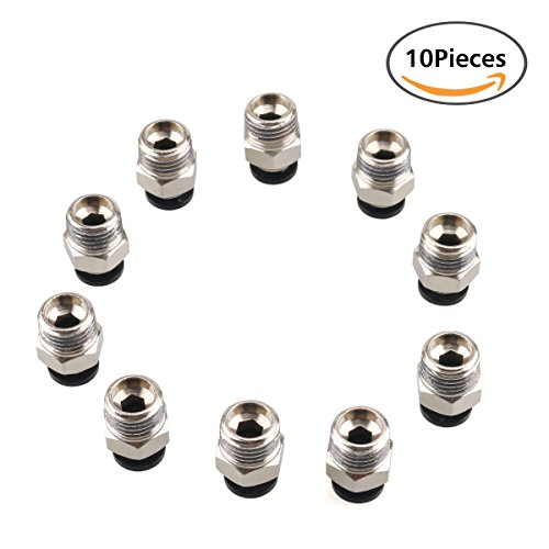 Urbest 10pcs 1/4" pt male thread 6mm straight pneu…