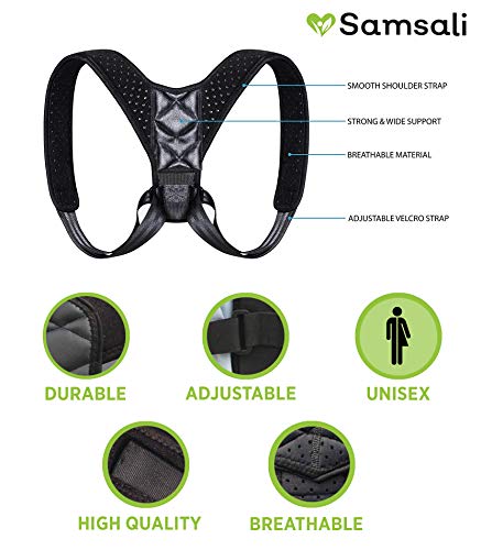 Samsali Posture Corrector, Adjustable Posture Corrector for Men and Women, Back Straightener and Shoulder Support, Best Posture Corrector for 2019, Medium