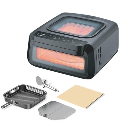 Porodo 3-in-1 Oven, Air Fryer Pizza Maker, Family Size Fryer, 2100w, 18cooking Modes, Digital Control, Indoor Maker Airfryer Grill Basketspatulacutterpizza Included, Stone, 13L
