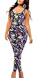 Stylish Sexy Unique Scrawl Black Colorful Sleeveless New Bodycon Jumpsuit Romper