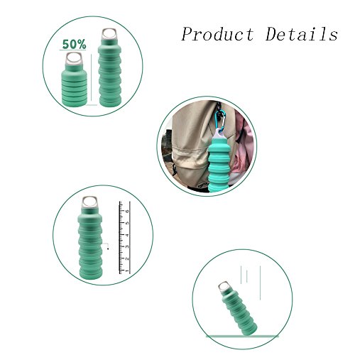 ThinsGo Foldable Water Bottle,Collapsible Portable Leak-proof Silicone Kettle,Lightweight Eco-Friendly Reusable Drinking Bottles with 250-500ML for Traveling Camping Hiking Walking Running (Gray)