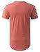 URBANCREWS Mens Hipster Hip Hop Ripped Zipper Crewneck T-shirt DUSTYPINK SMALL