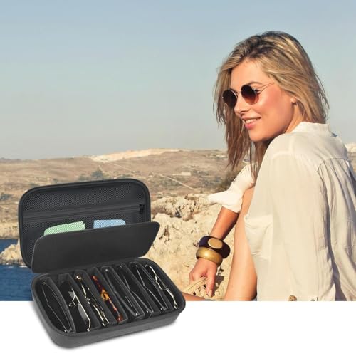 Sunglasses Organizer Case, Travel Glasses Case with for Multiple Pairs, Adjustable Eyeglasses Storage Box, Sunglasses Holder for Women Men Gray, Sunglass Glasses Storage Holder Box with 8 Slot，black