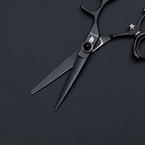 Smith Chu 5.5" Professional Hairdressing Swivel Ring Handle Cutting Scissors - Salon Hair Shears -Barber Sharp Razor Cutter - Black