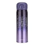 Water Bottle Thermoses Starry Sky, Thermal Vacuum Cups for Hot and Cold Drinks, BPA Free Stainless Steel Insulated Leak-proof Flask for Boys and Girls School Kids Indoor Outdoor Sports(17 oz Purple))