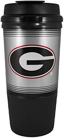 GameDay Novelty NCAA Georgia Bulldogs Insulated Platinum Gripper Travel Tumbler with No Spill Flip Lid, 16 oz