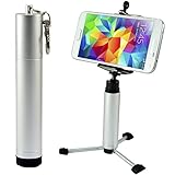 First2savvv ZP-100A16 silver Portable Self-portrait handheld Pole Arm monopod stand Camcorder/Camera/mobile phone tripod mount adapter bundle for samsung Galaxy Ace 2 GTI8160 Galaxy s 3 GT-I9300 Galaxy mini 2 Galaxy Pocket GT-S5300 with LENS Cleaning Cloth