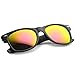 zeroUV Flat Matte Reflective Mirror Color Lens Large Horn Rimmed Style Sunglasses - UV400 (Classic | Black/Magenta)