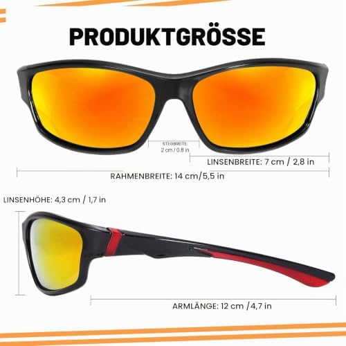 4 Stück Sportbrille Sonnenbrille Herren Polarisiert, Sportsonnenbrillen für Herren, Fahrradbrill Damen, Schnelle Brille UV400-Schutz zum Laufen, Autofahren, Angeln, Radfahren