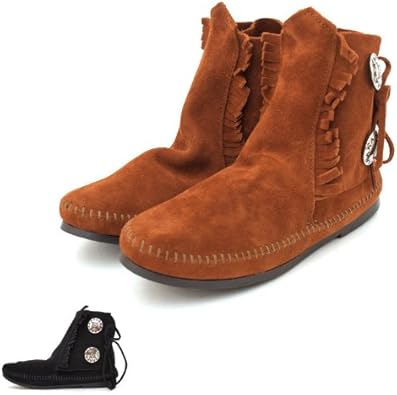 Amazon ミネトンカ ツーボタン フリンジ ショート ブーツ 692 697t 699 442 ブラウン 6 23cm Minnetonka ミネトンカ シューズ バッグ