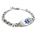 My Identity Doctor Customized Free Engraving Medical Alert Bracelet, 316L 7mm Steel Matte Links