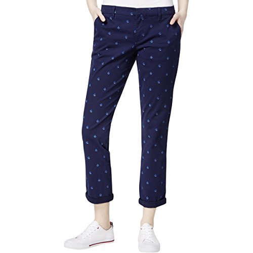 Tommy Hilfiger Womens Hampton Twill Printed Chino Pants Navy 6