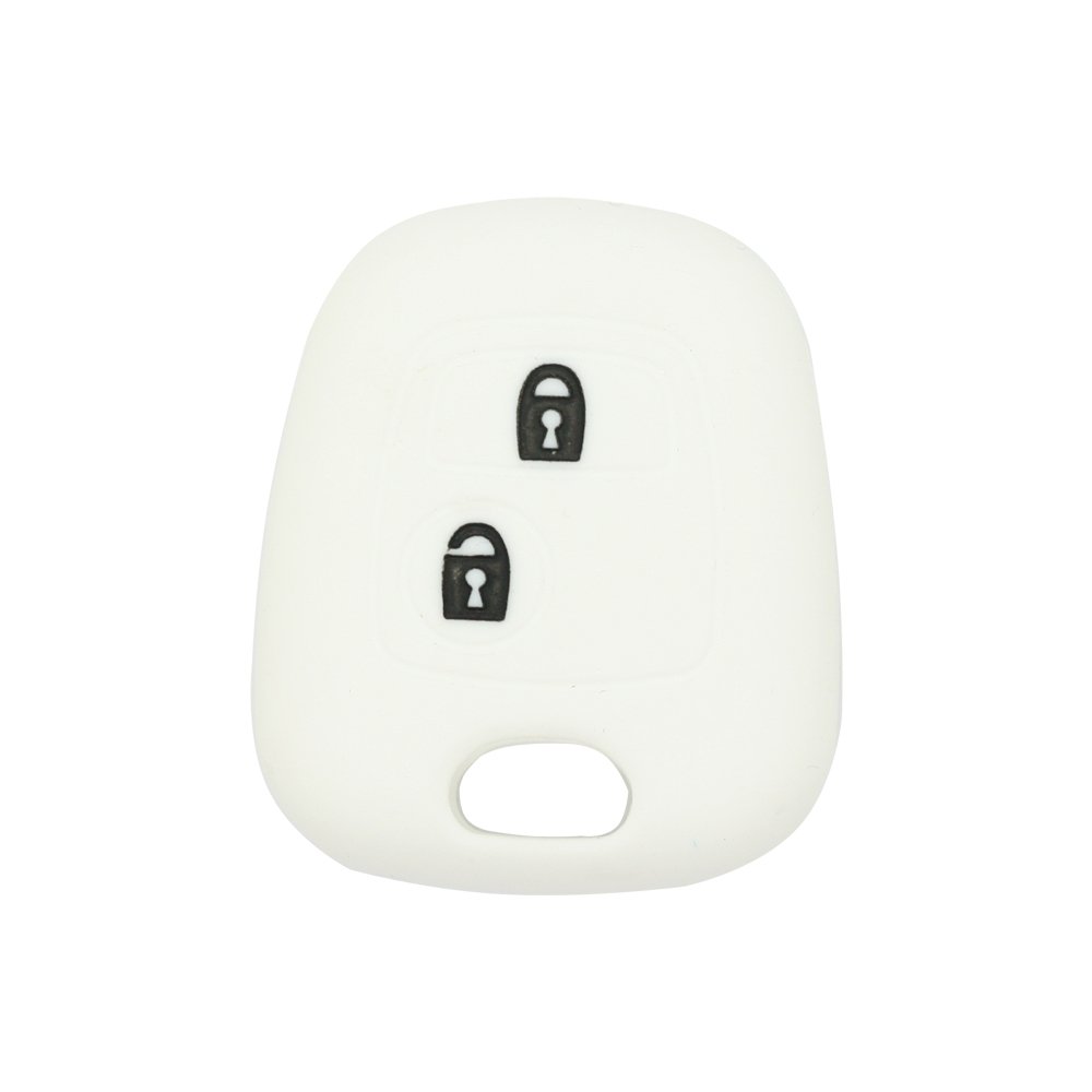 BROVACS Silicone Cover Protector Case Holder Skin Jacket Compatible with PEUGEOT CITROEN 2 Button Remote Key Fob CV9304 White