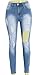 Gemijack Women's Cotton Slimming Butt Lift Distressed Jeans Skinny Denim Pants (Large, Blue)