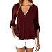 Kingfansion 2016 New Fashion Womens Loose Long Sleeve Chiffon Casual Blouse (L, Red)