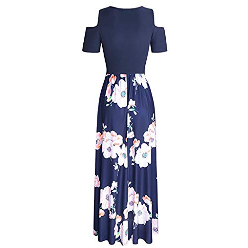 Toponly Women's Short Sleeve Loose Floral Printed Maxi Dresses Casual Long Dress with Pockets