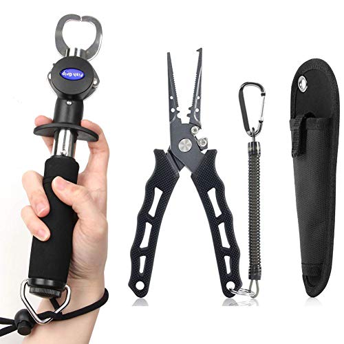 WYYHAA Angelzange Fish Grip Tool Set, Edelstahlgreifer Grip Tool Fish Holder mit Maßband, Eva-Schaum-Griff Einstellbare…