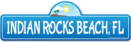 SignMission Indian Rocks, FL Florida Beach Street Sign | Indoor/Outdoor | Surfer, Ocean Lover, DÃ©cor for Beach House, Garages, Living Rooms, Bedroom Personalized Gift