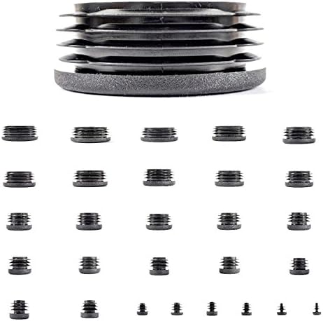 Plastic End Caps. Ribbed Inserts for Round Tubes. Made in Germany (Black, 60mm Diameter - See Second Image Before You Order This Size, Pack of 12)