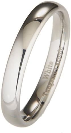 Custom Engraving 4MM White Tungsten Carbide Polished Classic Wedding Ring Size 9