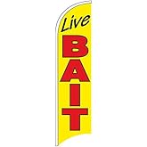 Live Bait - Windless Swooper Flag Feather Banner Sign 2.5x11.5 ft Tall (Flag Only) yb