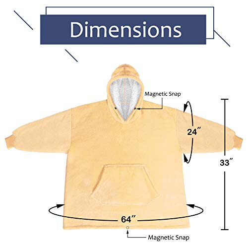 Blanket Sweatshirt, Super Soft Warm Cozy Wearable Sherpa Hoodie for Teens, Boys, Girls, Youth, Kids (7-15yr), Oversize, Reversible, Hood & Large Pocket, One Size, Camel - Thumbnail 6