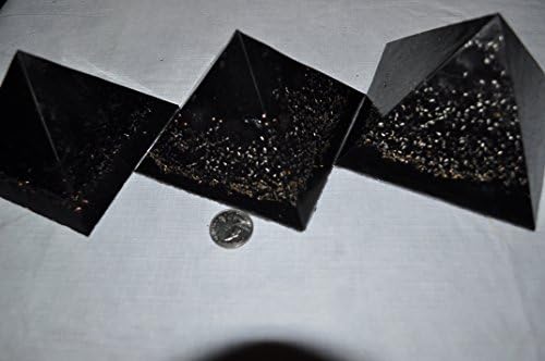 Love Inspired Custom organite emf Protection Device 3 (Set of 3 Large All Black orgone Energy Pyramids for Headache Relief emf Protection and Home Decoration)