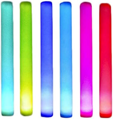 Veil Entertainment Glow-In-The-Dark Light-up Flashing Rainbow 15.5" LED Wand, 12 Pack