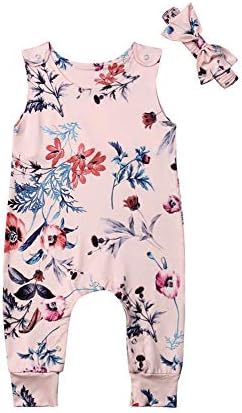 Newborn Baby Girl Floral Jumpsuit One Piece Long Sleeve Flower Printed Romper Outfits Clothes