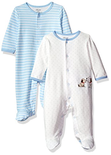 Little MeBaby Boys' and Girls' 2pc 100% Cotton Side Snap Romper Sleeper Footies