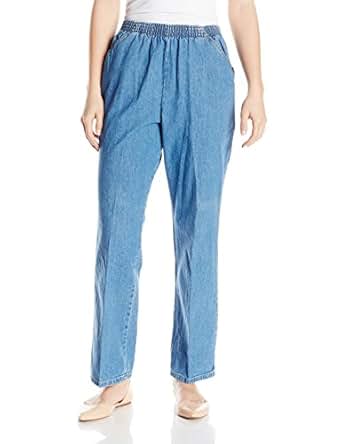 elastic waist chic cotton pull classic pant pants jeans womens clothing easy