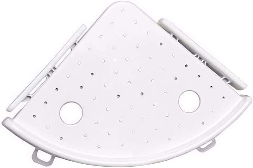 Bestevery Bathroom Corner Shelves Bath Shower Corner Storage Holder Shelf Wall Shower Basket for Shower Kitchen No Drilling,White (Triangle)