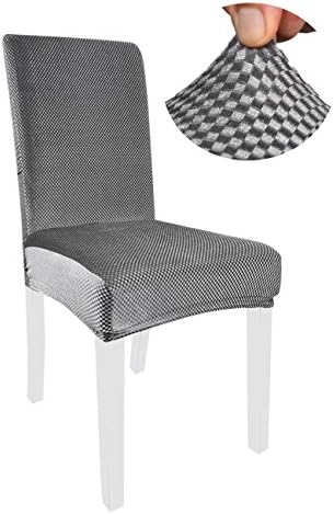 Panovous Dinning Room Seat Covers Set of 6 Velvet Chair Slipcover Grey Spandex Removable Washable for Hotel Dining Room Ceremony
