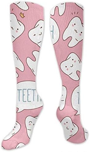 Needyo Compression Socks Kawaii Dentist Teeth Pink for Sport,Running,Edema,Varicose Veins