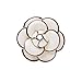 Fashion jewelry designer big immitation pearl classic round shape enamel camellia brooch pin for women (Off White)