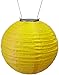 Allsop Home and Garden 30392 Soji Original 10” Round LED Outdoor Solar Lantern, Handmade with Weather-Resistant UV Treated Nylon, Stainless Steel Hardware, Auto sensor on/off, Chinese Style Globe Light, Yellow (1-count)