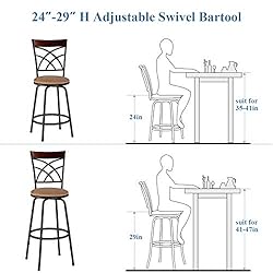 VECELO Barstools, Adjustable Counter Stools, Steel