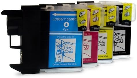 Prestige Cartridge LC1100/LC985 Ink Cartridges for Brother DCP-J125 DCP-J315W DCP-185C DCP-197C DCP-373CW DCP-377CW DCP-6690CW 6890CDW 790CW Black/Cyan/Magenta/Yellow (Pack of 4)