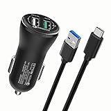 Quick charge 3.0 Car Charger Dual USB Port with 5Ft Type C Cable for Moto Z2 Play/Z2 Force, Moto Z/Z Force/Z Play, Moto X4, Moto M，LG Phone V30 V20 G6 G5