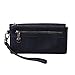 HDE Women's Leather Wallet Clutch Multi-Function Zippered Wristlet Purse Black
