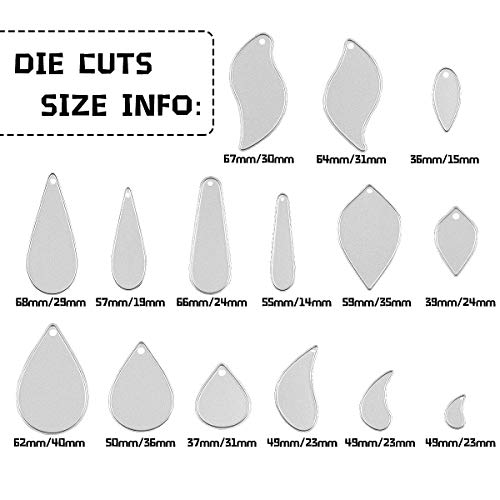 15 PCS Earring Cutting Dies Teardrop Leaf Die Cuts for Making Leather Earrings DIY Crafts - Thumbnail 5