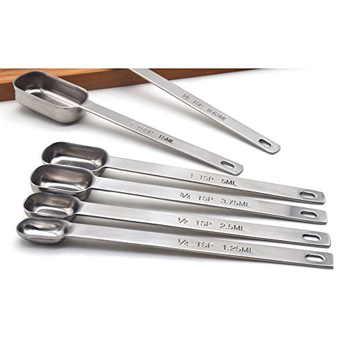 Connyam Set of 6 Professional Heavy Duty Stainless Steel Kitchen Measuring Spoons, Measuring Dry and Liquid Ingredients, for Baking Cooking and Medicine