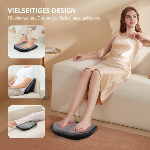 Elektrisches Fußmassagegerät mit Wärme und Knetfunktion, 2-in-1 Shiatsu Massagegerät für Füße und Rücken, elektrischer Fußwärmer für alle Fußgrößen, Geschenk für Männer und Frauen
