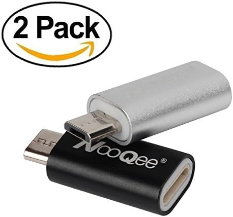 NooQee Lighting to Micro USB Adapter, Apple 8 Pin Lighting Female to MicroUSB Male Converter - Iphone 5/6/6s /7/7 Plus Cable to Charge Android, Power Bank, GPS, Kindle etc 2-Pack Black&amp;Silver