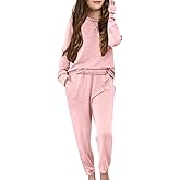 Apbondy Girls Pullover Sweatsuit Casual Sweatpants Loungewear Set Relaxed Tracksuit Workout Sets