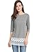 Allegra K Women's 3/4 Sleeves Contrast Lace Hem Tunic Top